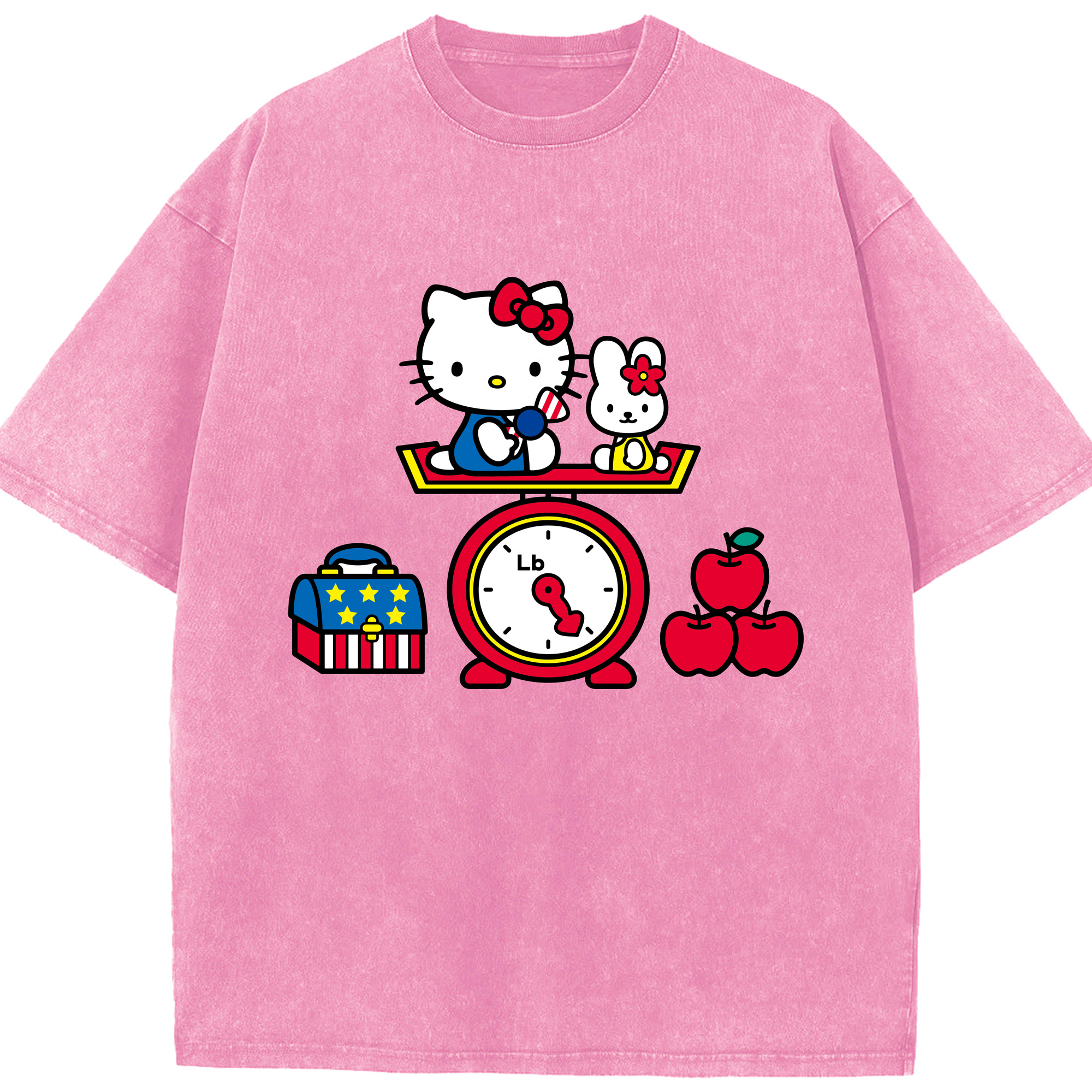（画像用） Hello Kitty ハローキティ 綿100% ヴィンテージ風 半袖Tシャツ（フロントプリント）